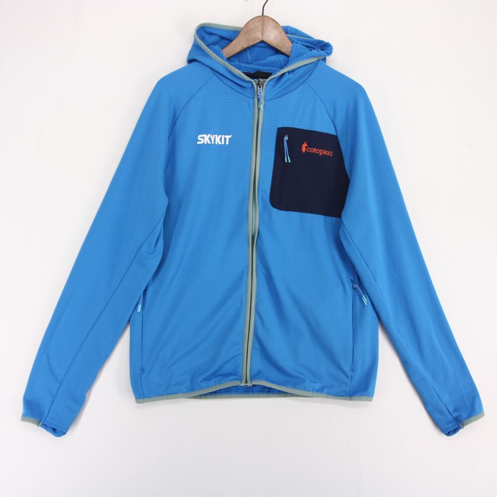 Cotopaxi Otero Hoodie Mens L Blue Full Zip Fleece Waffle Knit Skykit Outdoor